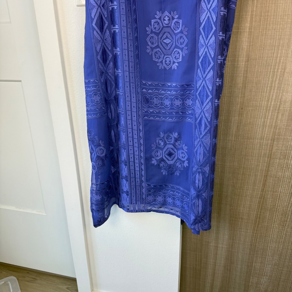 Anthropologie Floreat Embroidered Luna Slip Midi Dress Cornflower Blue Large - Picture 5 of 12